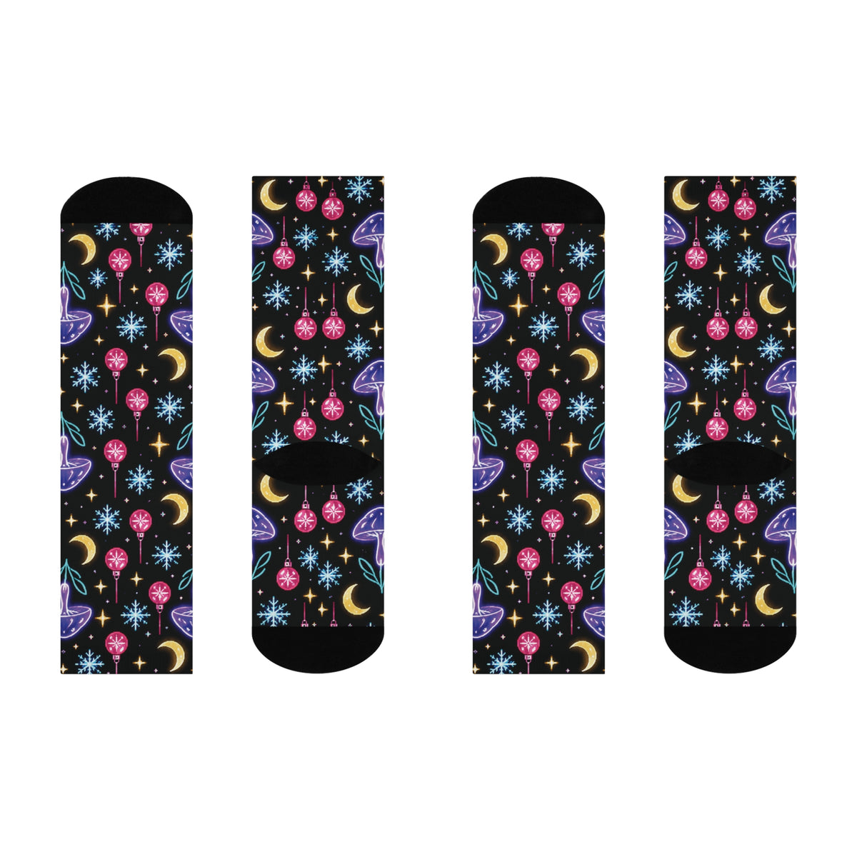 Mushroom Moon Party Christmas Mushroom Cushioned Crew Socks
