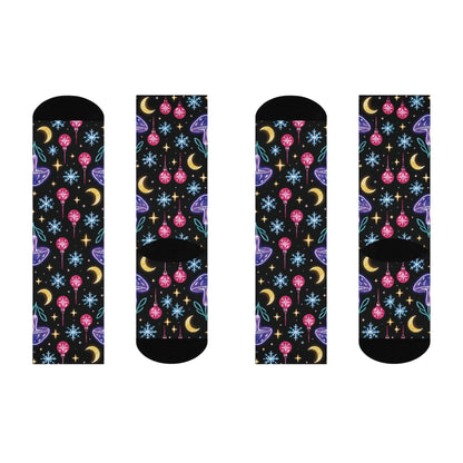 Mushroom Moon Party Christmas Mushroom Cushioned Crew Socks