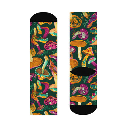 Deep Forest Jewel Mushroom Crew Socks