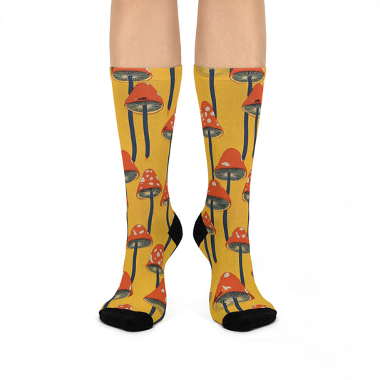 Mushroom Cushioned Crew Socks | Yellow 001