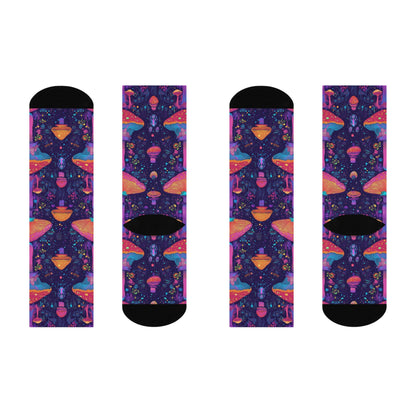 Twilight Mushroom Garden Crew Socks