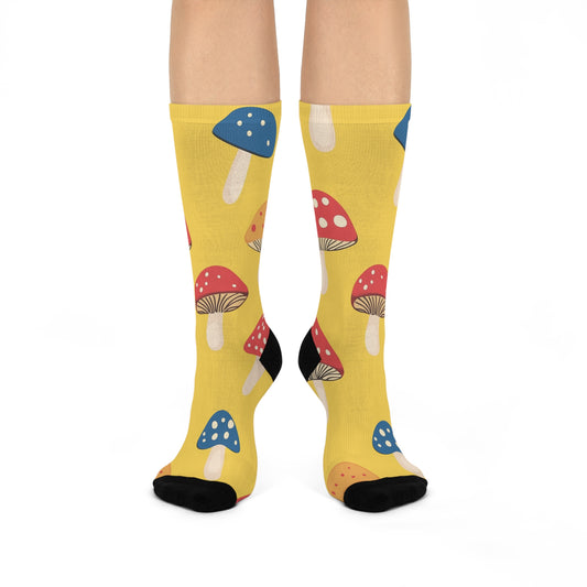 Mushroom Cushioned Crew Socks | Yellow 004