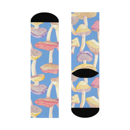 Blue Pastel Gill Mushroom Crew Socks
