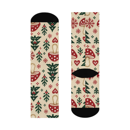 Nordic Mushroom Winter Christmas Mushroom Cushioned Crew Socks