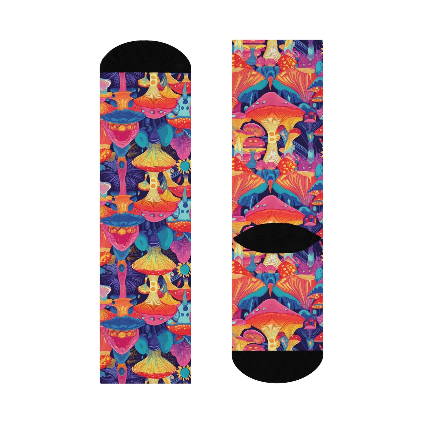 Mushroom Socks For Festival Season | Cushioned Crew Socks | Multicolor | Blue 022