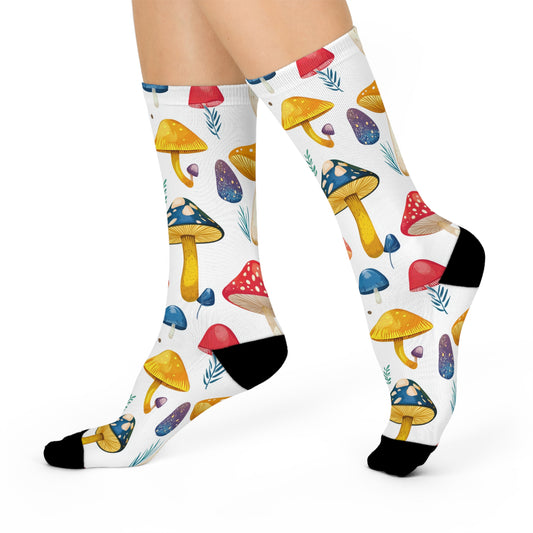 Mushroom Cushioned Crew Socks | White 009