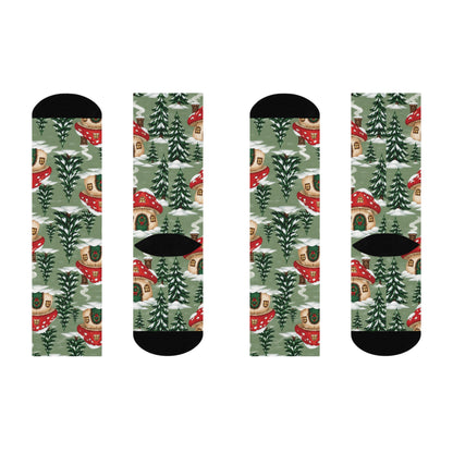 Christmas Cottage Grove Christmas Mushroom Cushioned Crew Socks