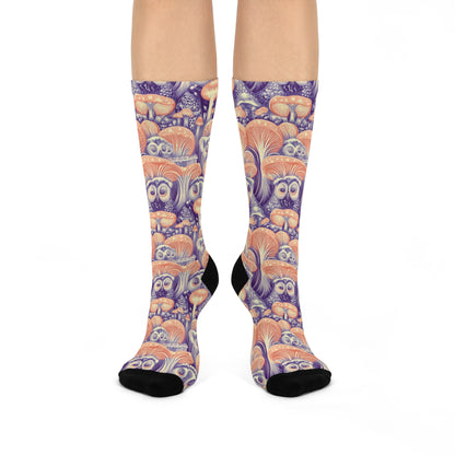 Violet Owl & Mushroom Crew Socks