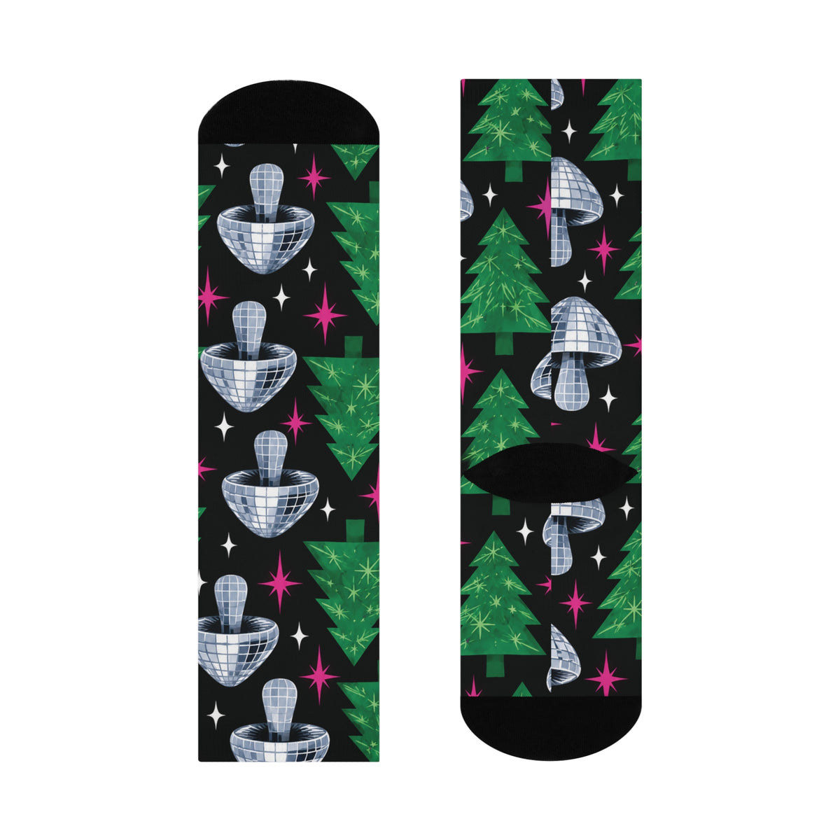 Disco Evergreen Christmas Mushroom Cushioned Crew Socks