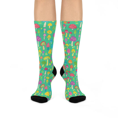 Mint Carnival Mushroom Crew Socks