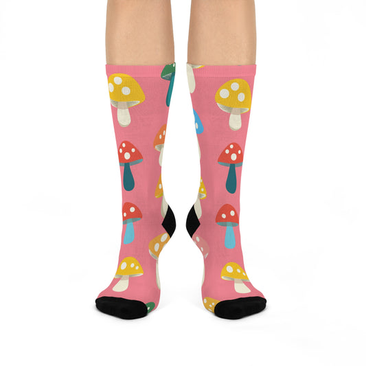 Mushroom Cushioned Crew Socks | Pink 005