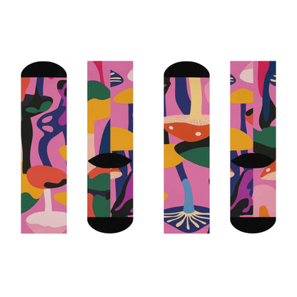 Pink Abstract Mushroom Crew Socks