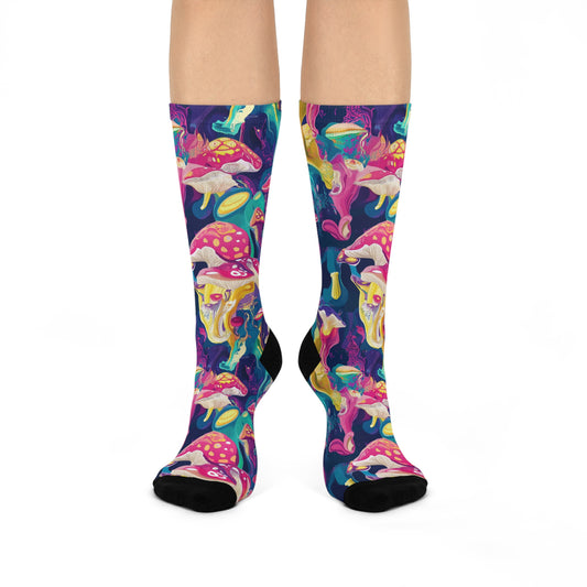 Mushroom Cushioned Crew Socks | Psychedelic 004