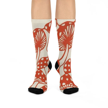 Rust Outline Mushroom Crew Socks