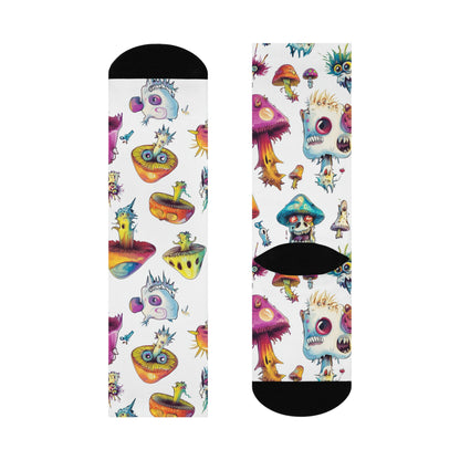 Rainbow Monster Mushroom Crew Socks
