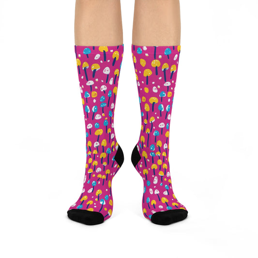 Mushroom Cushioned Crew Socks | Pink 010