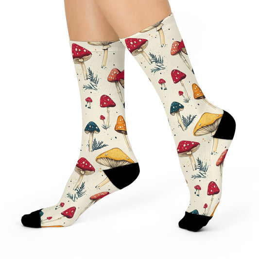 Mushroom Cushioned Crew Socks | Beige 003