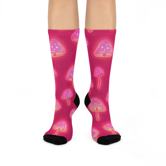 Mushroom Cushioned Crew Socks | Pink 018 | Neon