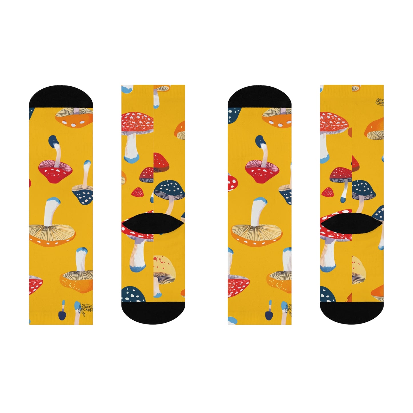 Mushroom Cushioned Crew Socks | Yellow 002