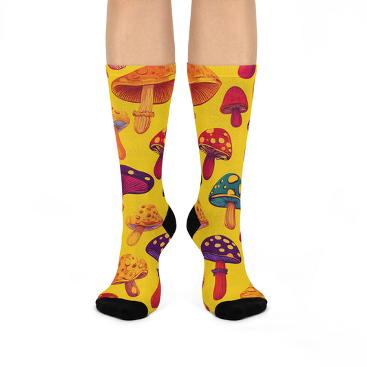 Mushroom Cushioned Crew Socks | Yellow 007