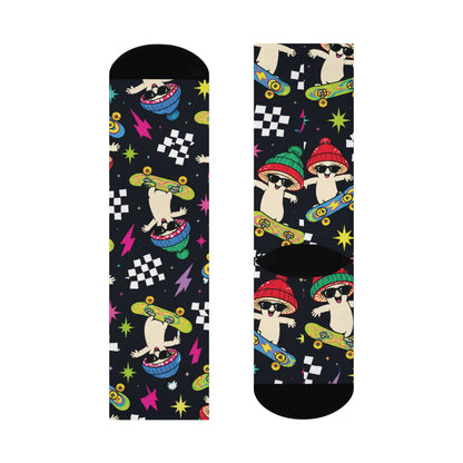Holiday Shroom Skaters Christmas Mushroom Cushioned Crew Socks