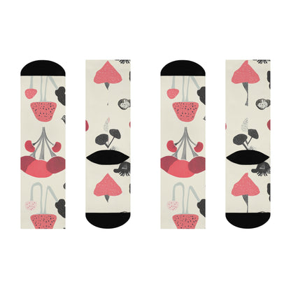 Coral Abstract Mushroom Crew Socks