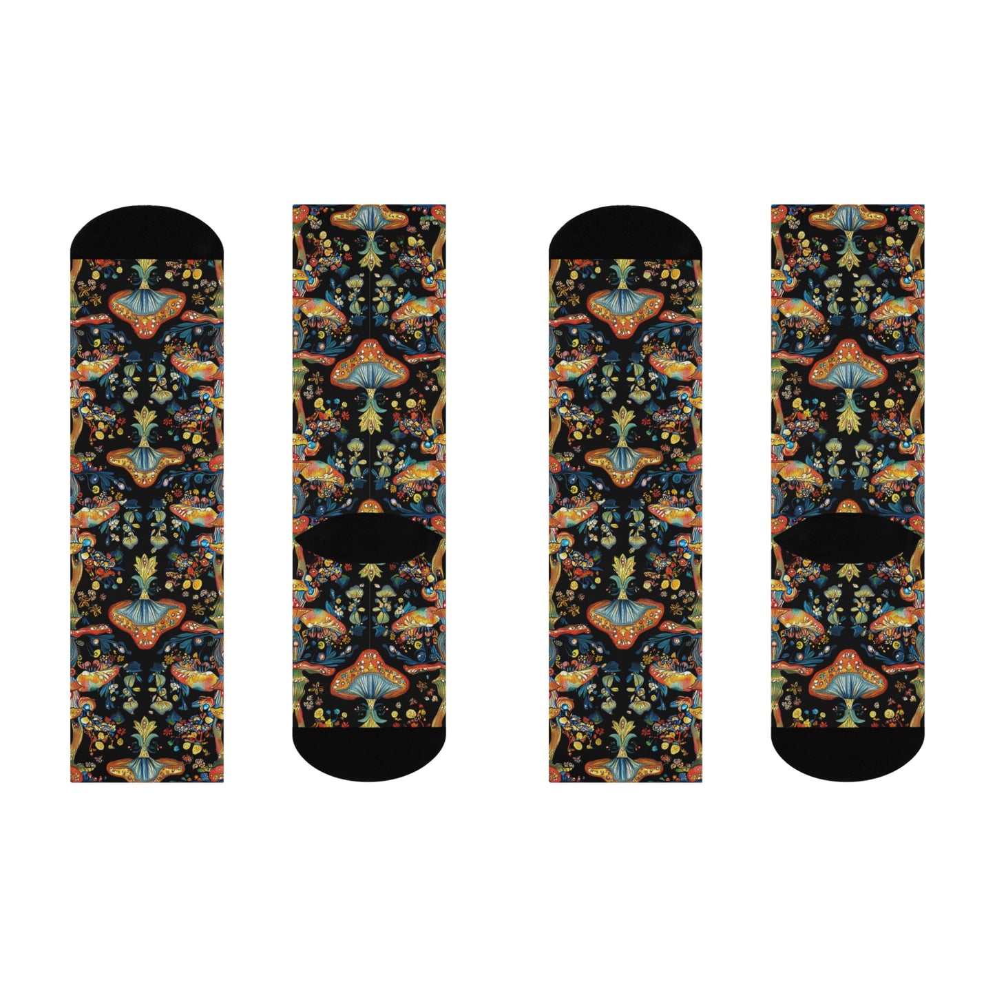 Mushroom Cushioned Crew Socks | Black 015