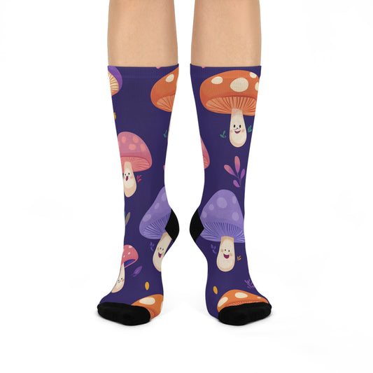 Mushroom Cushioned Crew Socks | Purple 002