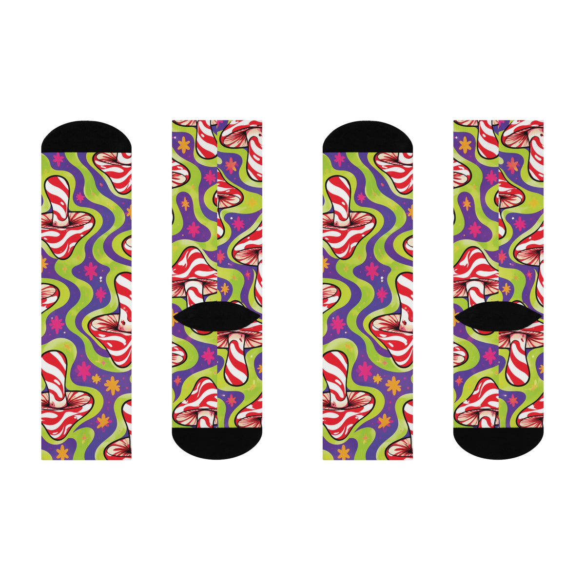 Candy Cane Rave Christmas Mushroom Cushioned Crew Socks
