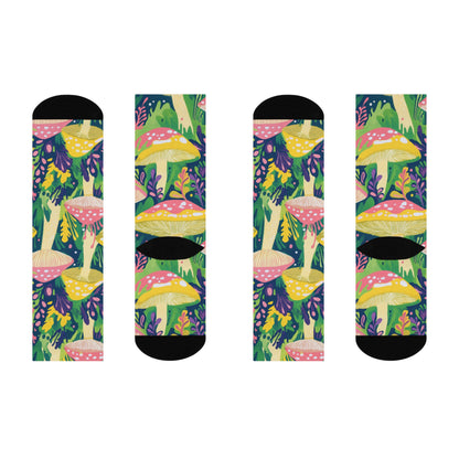 Lush Pink Cap Mushroom Crew Socks