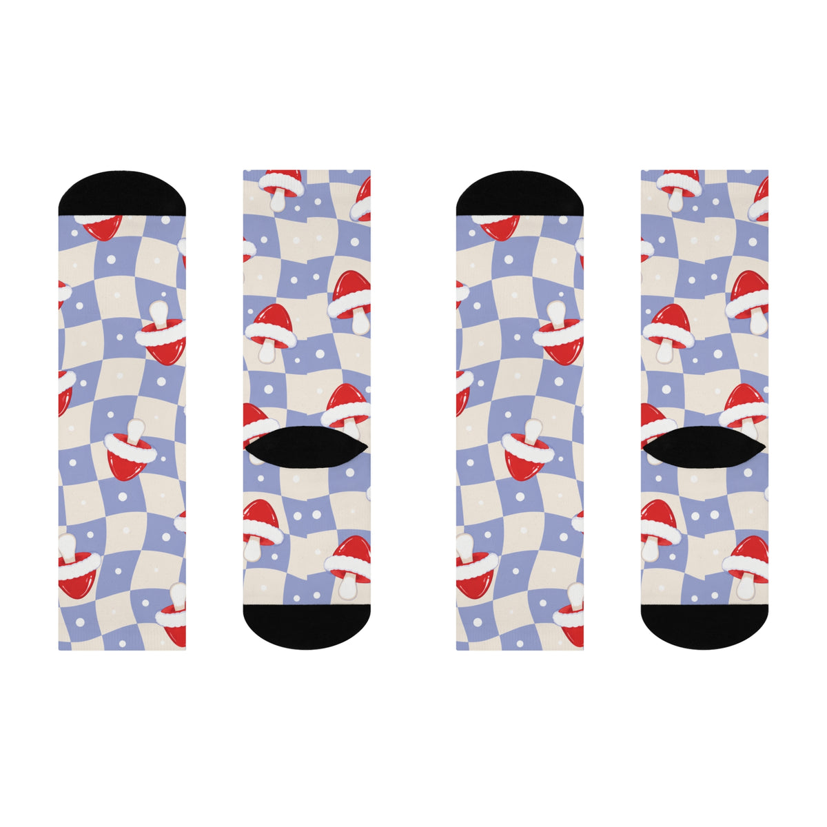 Snow Day Check Christmas Mushroom Cushioned Crew Socks