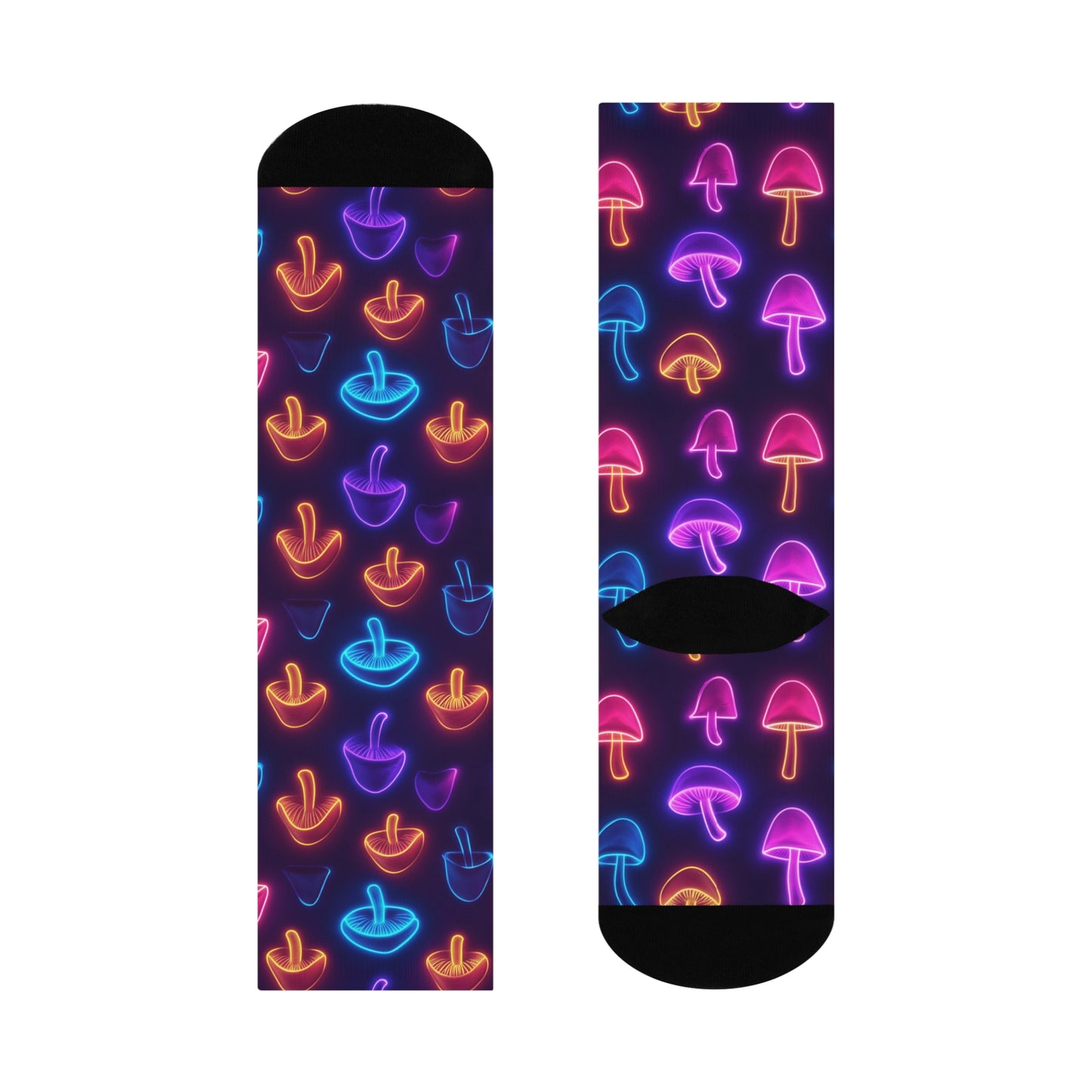 Mushroom Cushioned Crew Socks | Psychedelic 023 | Neon