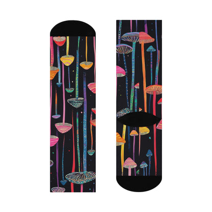 Midnight Neon Mushroom Crew Socks