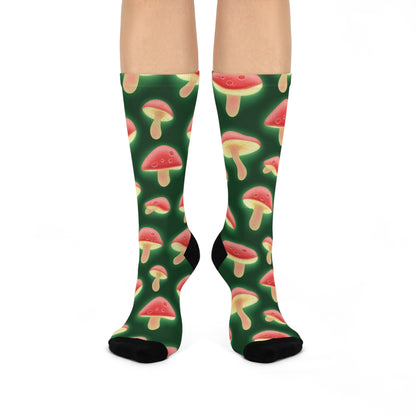 Green Halo Mushroom Crew Socks