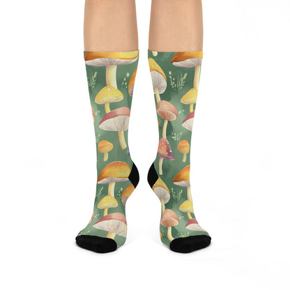 Sage Watercolor Cap Crew Socks