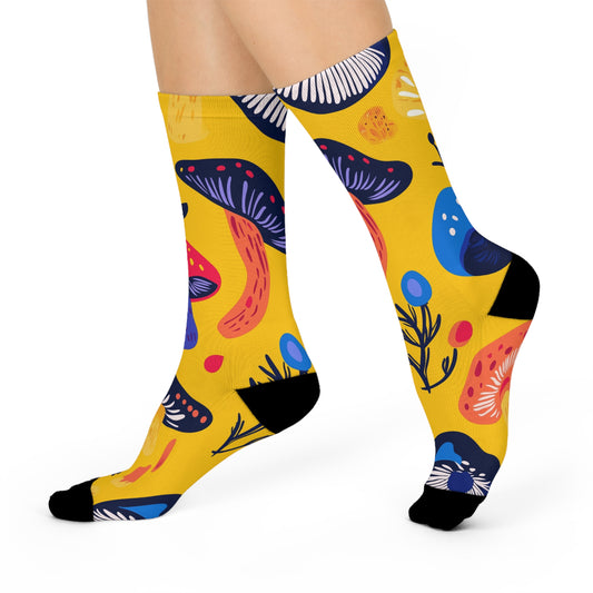 Mushroom Cushioned Crew Socks | Yellow 006