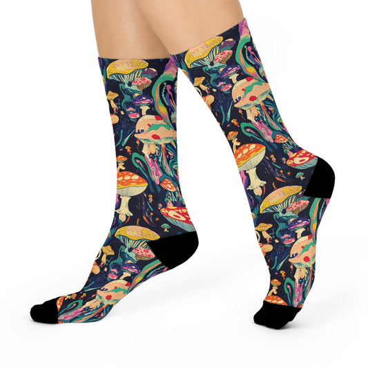 Mushroom Cushioned Crew Socks | Psychedelic 003