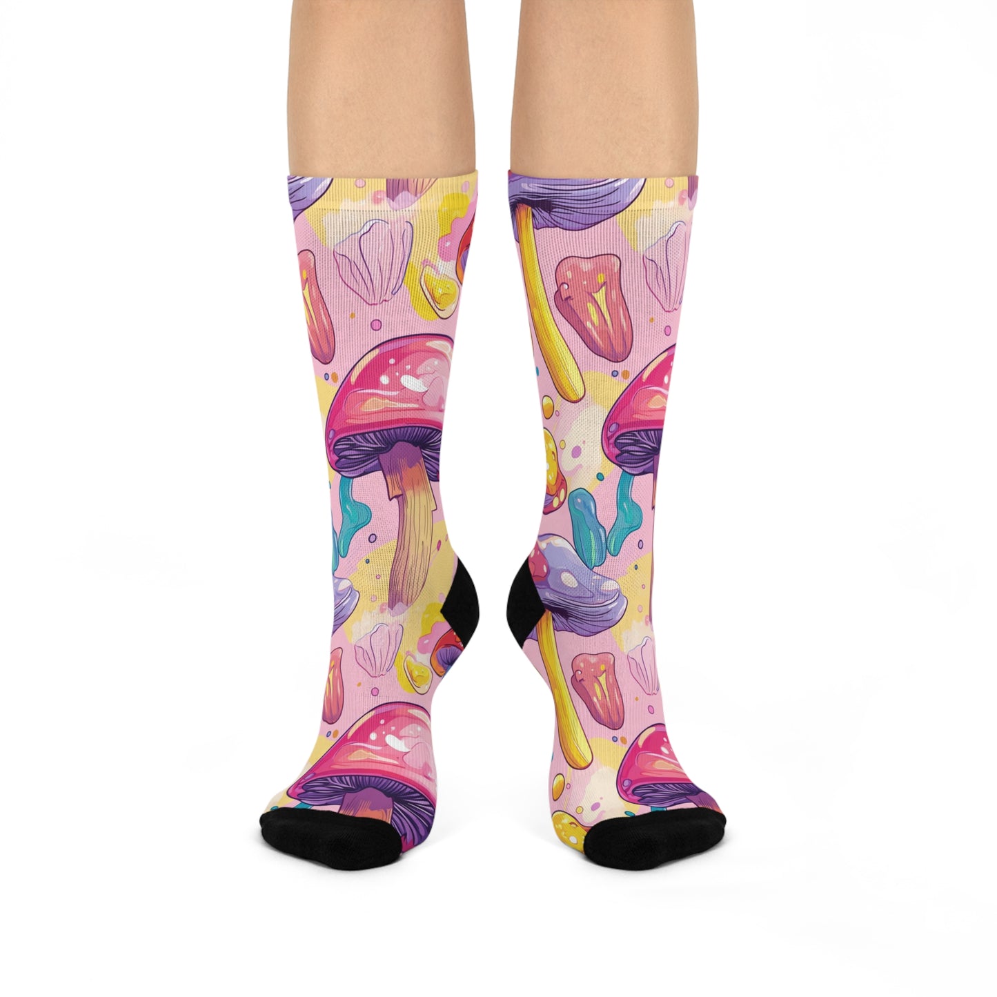 Mushroom Cushioned Crew Socks | Pink 017