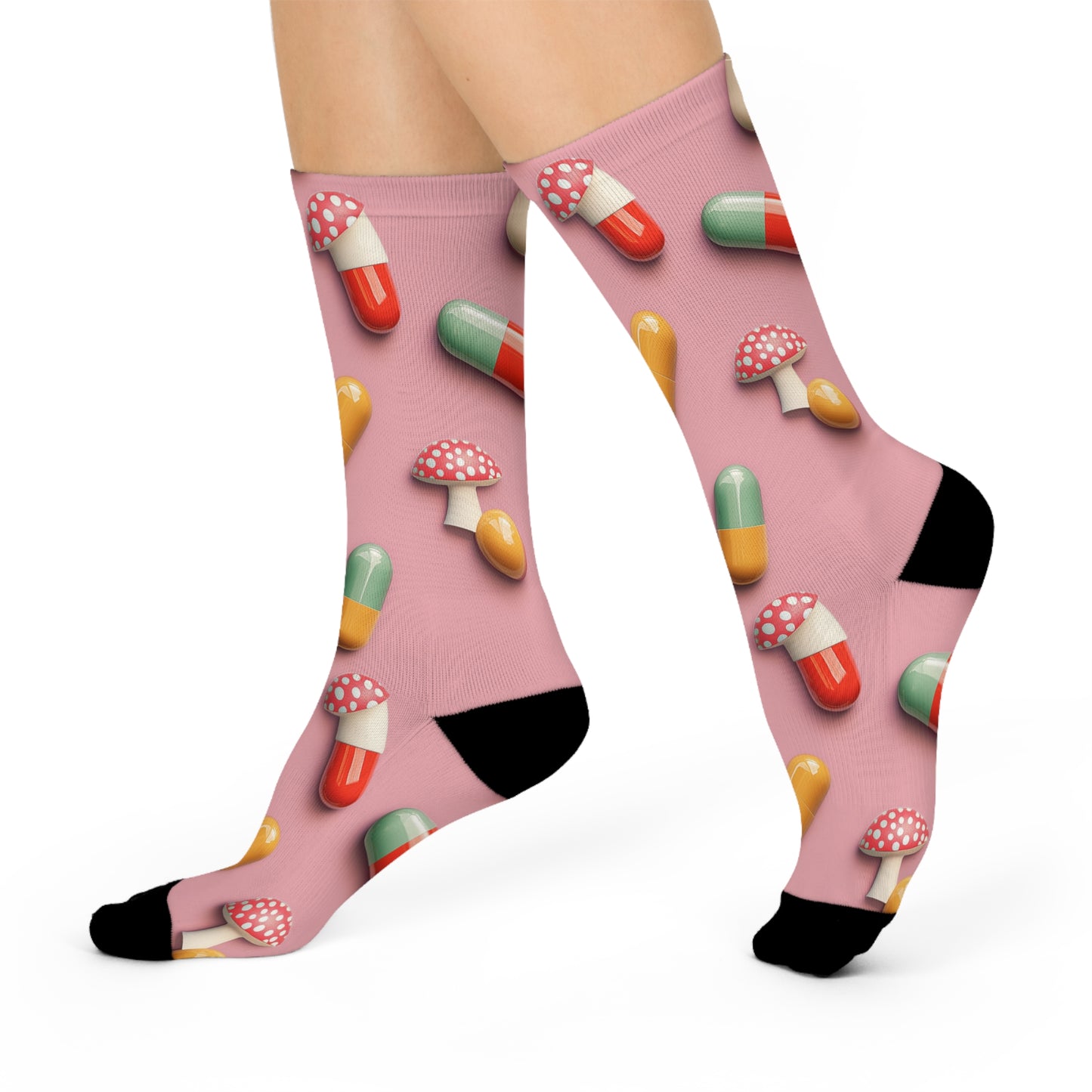 Mushroom Cushioned Crew Socks | Pink 019