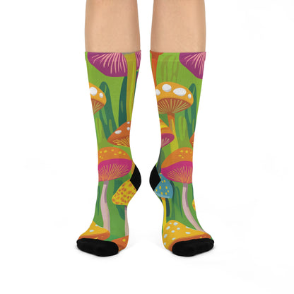 Lime Psychedelic Mushroom Crew Socks