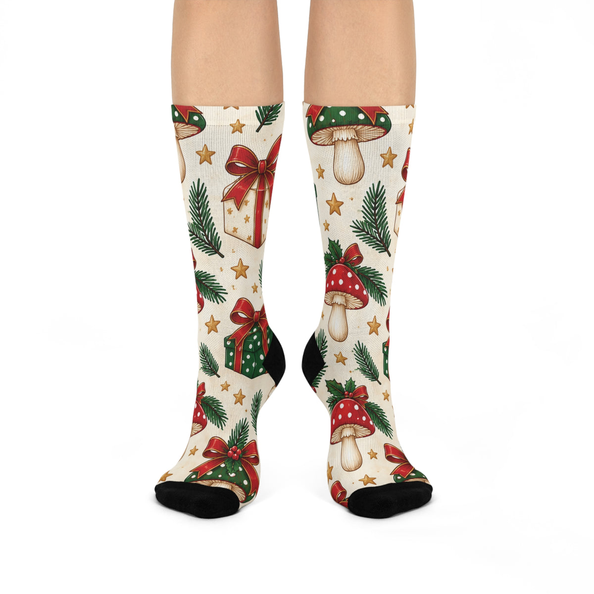 Wrapped with Wonder Christmas Mushroom Cushioned Crew Socks