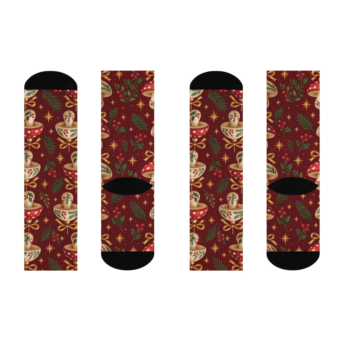 Mushroom Ornament Party Christmas Mushroom Cushioned Crew Socks