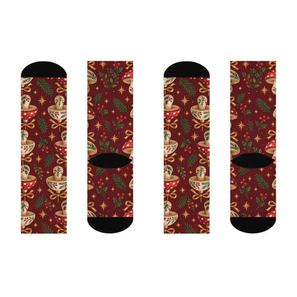 Mushroom Ornament Party Christmas Mushroom Cushioned Crew Socks