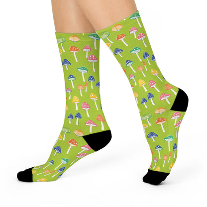Lime Rainbow Cap Crew Socks