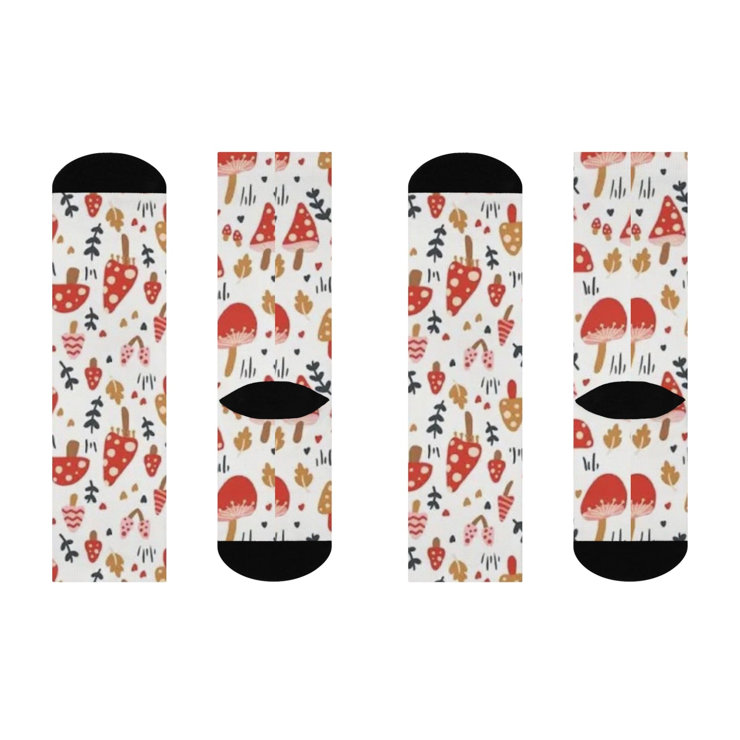 Mushroom Cushioned Crew Socks | White 002