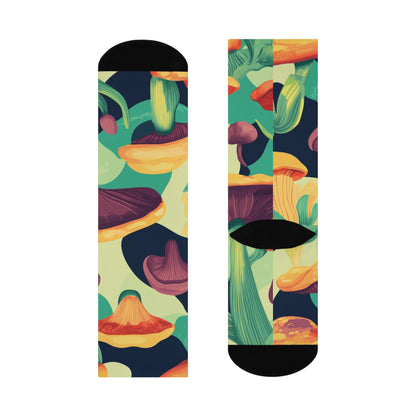 Green Abstract Mushroom Crew Socks
