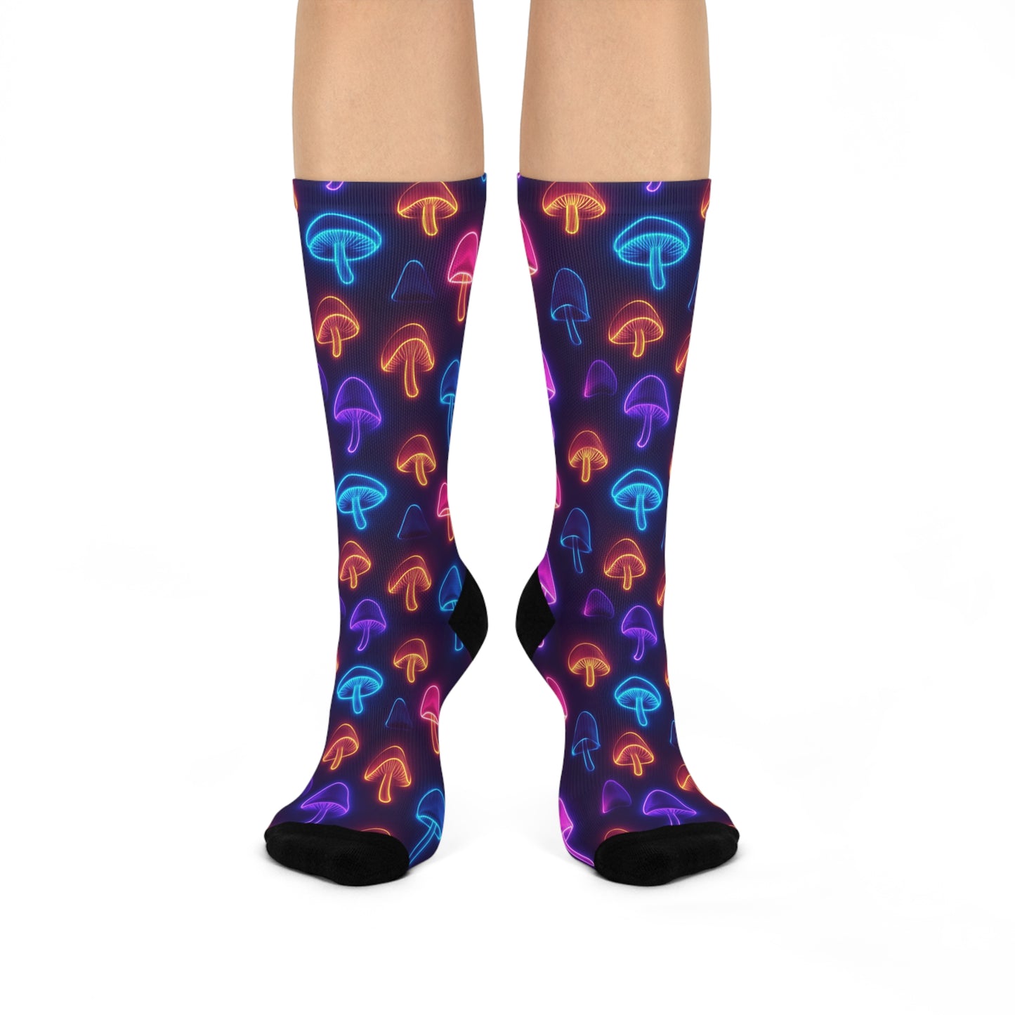 Mushroom Cushioned Crew Socks | Psychedelic 023 | Neon