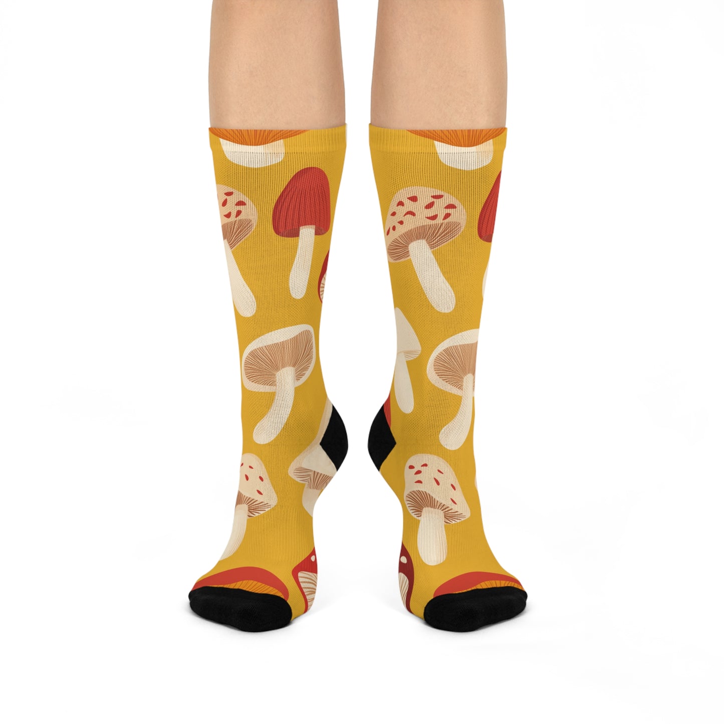 Mushroom Cushioned Crew Socks | Yellow 003