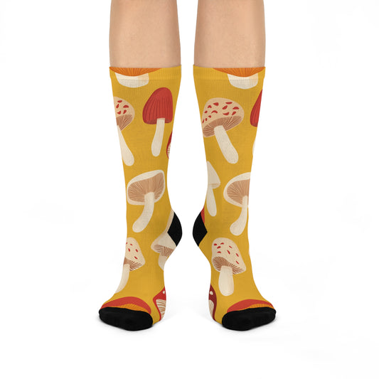 Mushroom Cushioned Crew Socks | Yellow 003