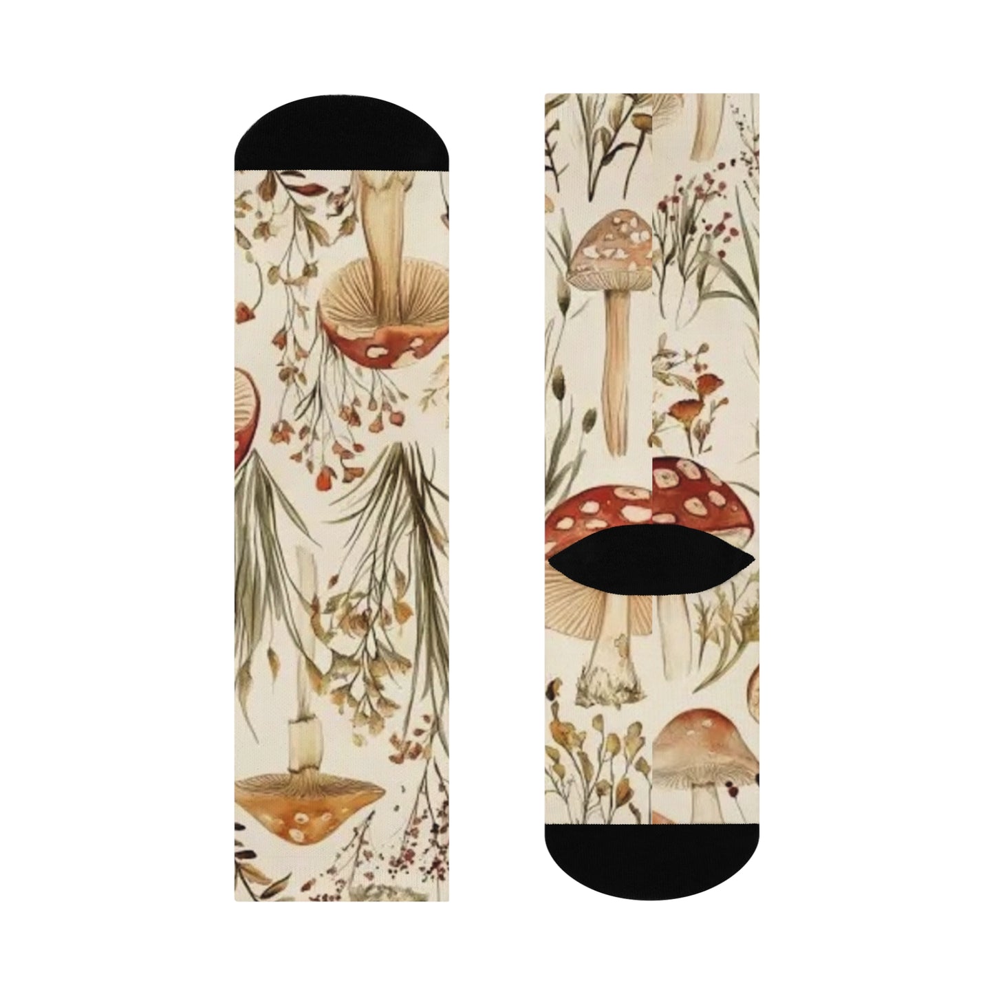 Mushroom Cushioned Crew Socks | Beige 002